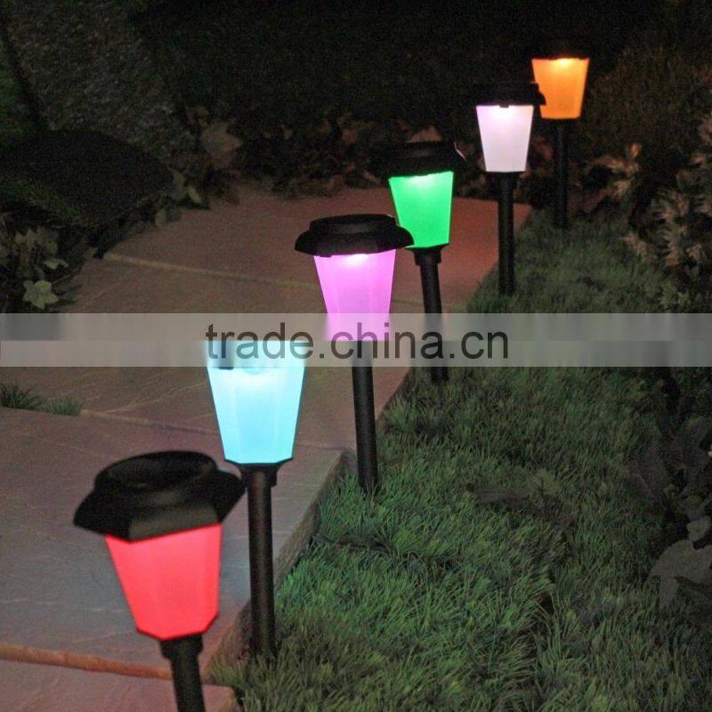 Solar Power LED Light 3-Color Changing Garden Outdoor Landscape Stake Path Lamp