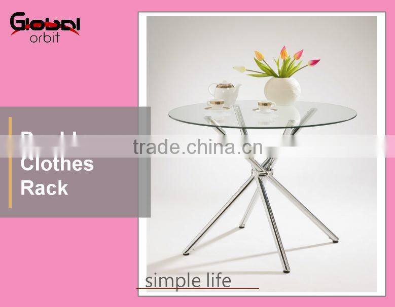 Modern Design Kitchen Round Glass Top Dining Table With Metal Base