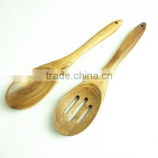 22036 High quality beech wood spoon slotted spoon