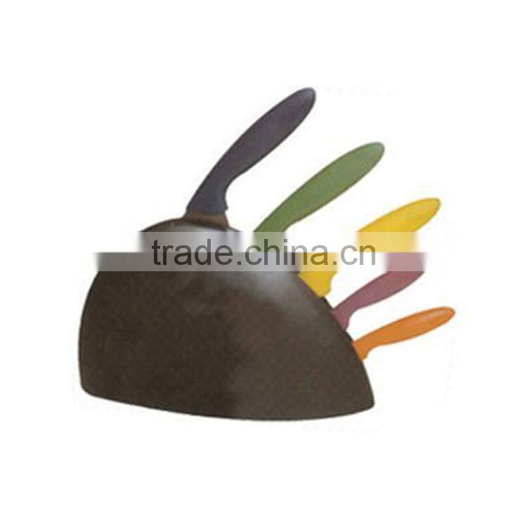 6pcs PP handle color coating kitchen knife with block set
