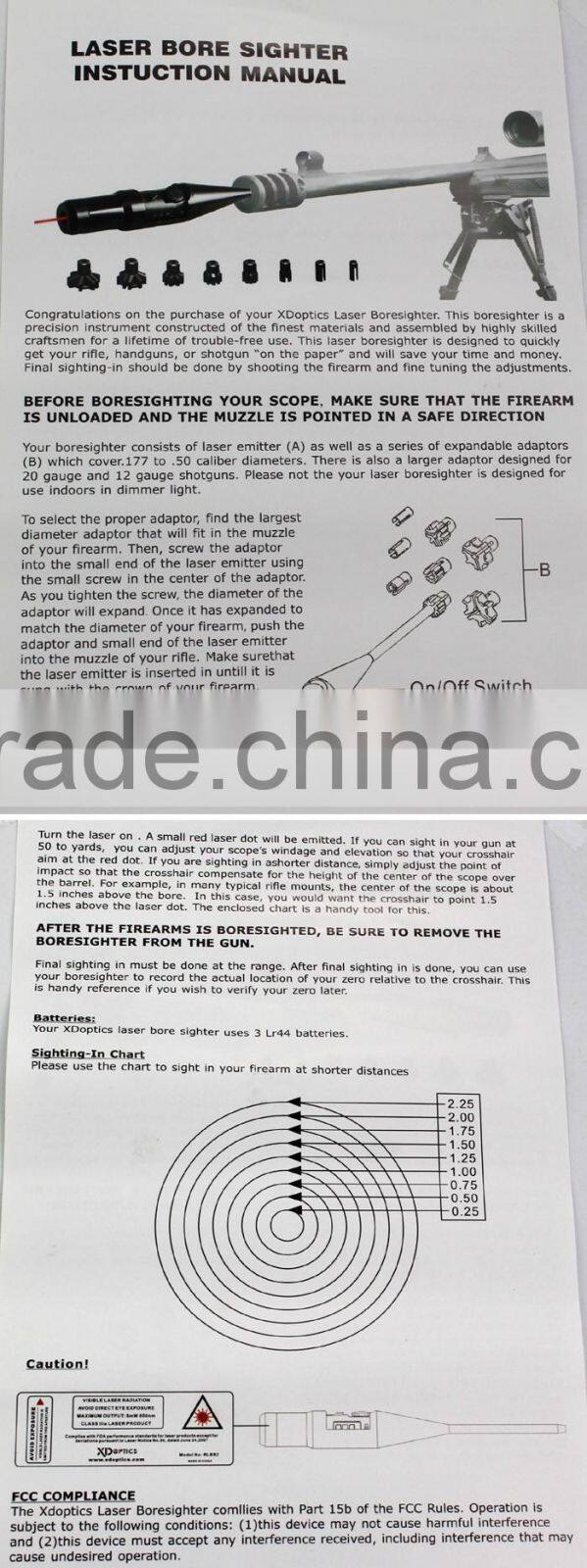 Erains TAC Optics 8 adaptors Red Dot Laser bore Sight for .177 to .50 Caliber Laser Boresighter