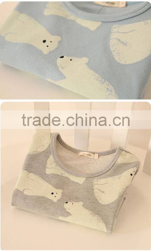 Children's cotton thickening polar bear prints long sleeved autumn outfit