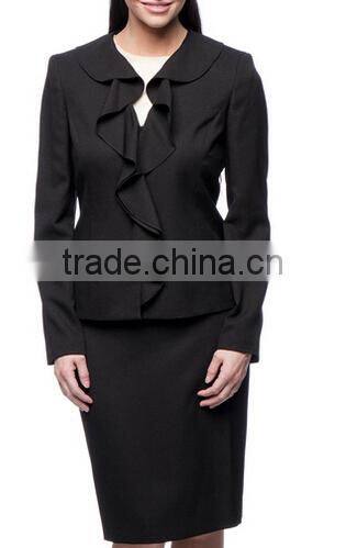 Women's Ruffle Collar Crepe Suit