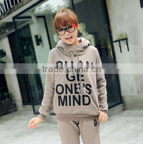 custom made casual ladies sweat suit made in Guangzhou