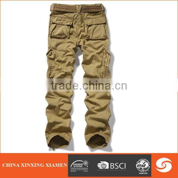 Hot sale pure cotton heavy washed military style cargo pants for men