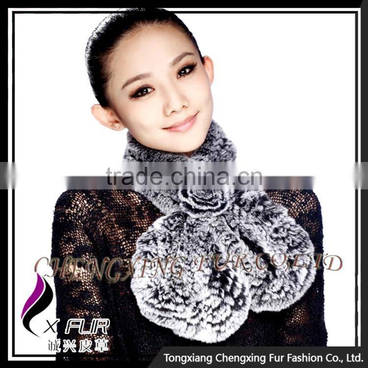CX-S-48Q Frost Genuine Ladies Rex Rabbit Fur Scarf