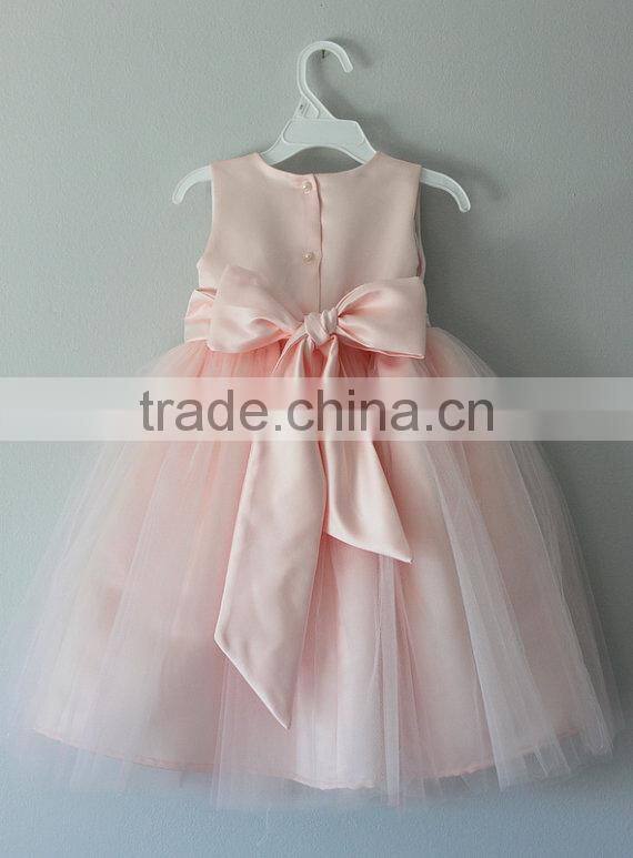 2017 latest design wholesale baby Clothes one piece summer stain cheap Children's Boutique fashion pink baby girl wedding dress