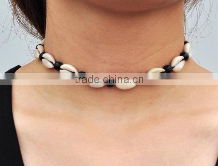 fashion tooth charm wooden beads necklace diy wooden beads tooth charms choker necklace for valentine's gifts