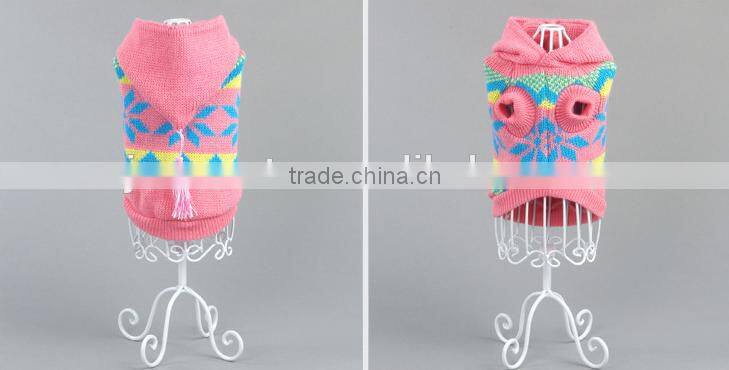 Custom Pink Pet Crochet Clothes Hoodie Apparel Hand Knit Dog Sweaters