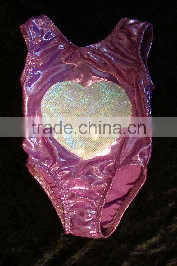 Gymnastics tight leotard babies Lilac mystique with silver shattered glass heart