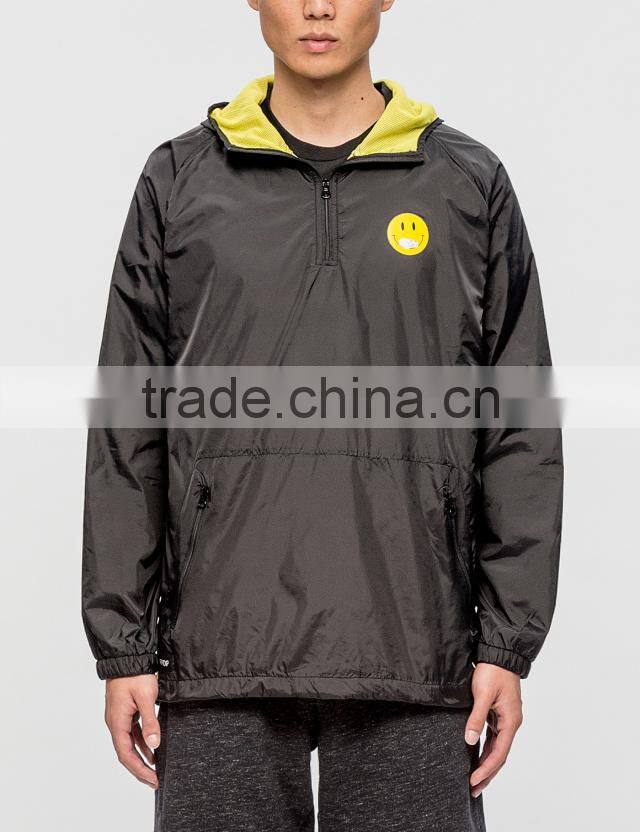 OEM service latest design men hoody balck windbreaker jacket