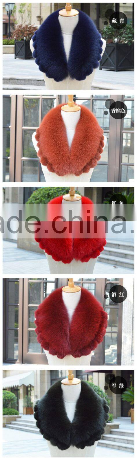2016 Real Fox Fur Collar Women 100% Natural Scarf Winter Warm Scarves with rex rabbit fur trim