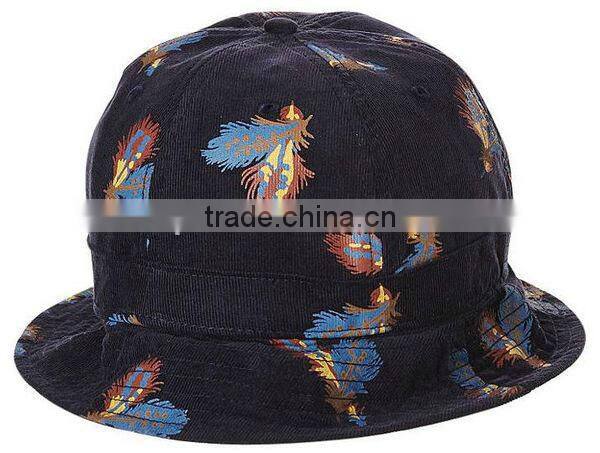 Marine Corduroy Bucket Hat with Top Button