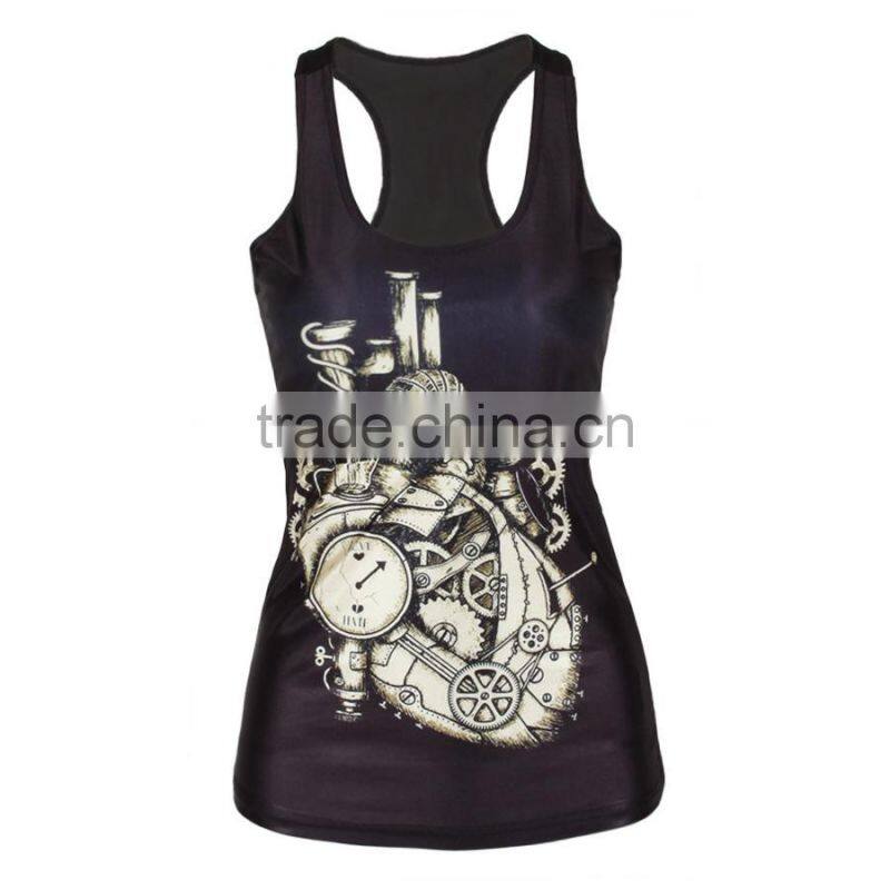 Polyester Tank Top backless with Spandex printed black Size:Free Size Sold By PC