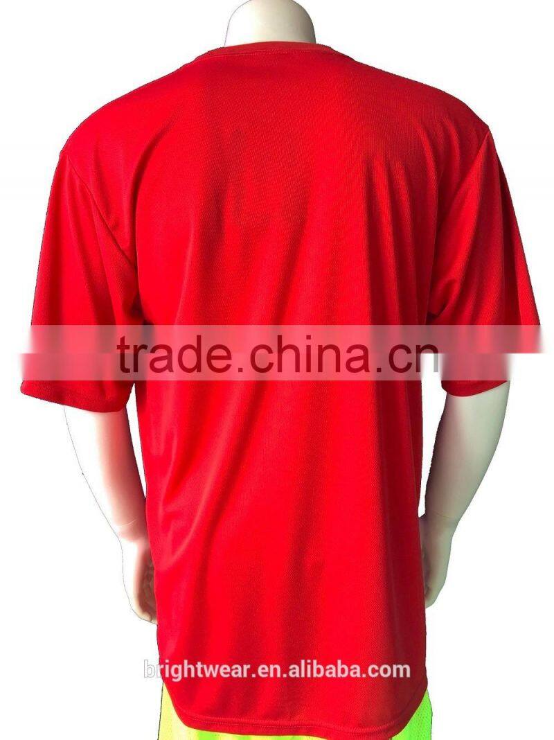 100% polyester simple basic chest pocket custom T-shirt