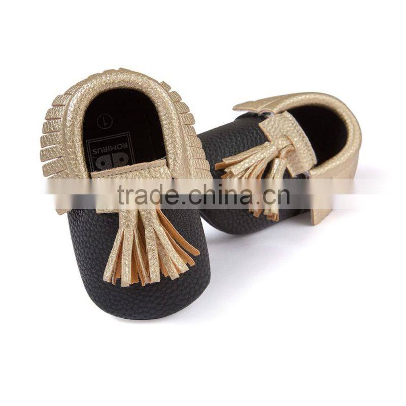 PU baby moccasins with tassels, tassel baby moccasin
