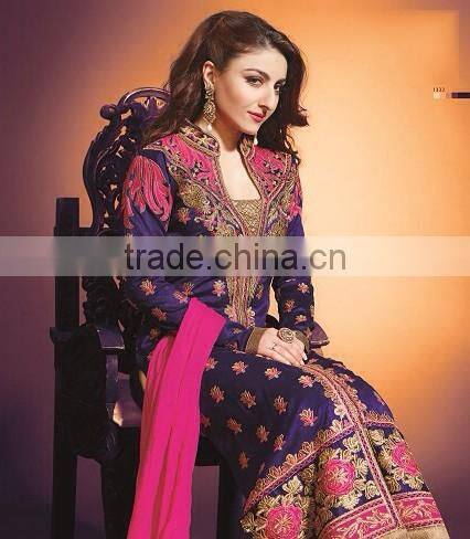 Balck color with zari rich embroidery work all over heavy Designer Semi Stitch Salwar Kameez