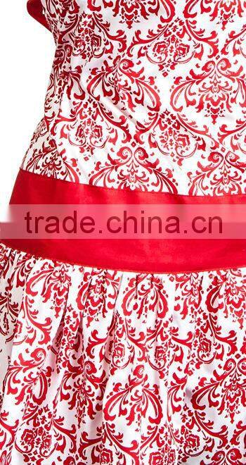 Eco-friendly Women's Kitchen Cheapest Apron Wholesale Classic Damask Red