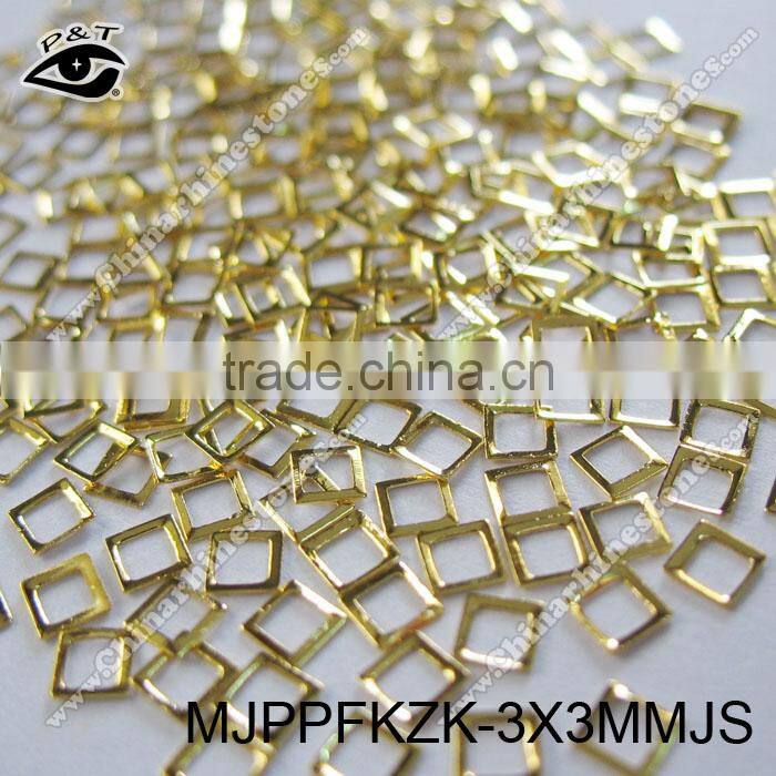 Nail Studs 3x3mm Gold Square Hole Nailhead For Nai Art