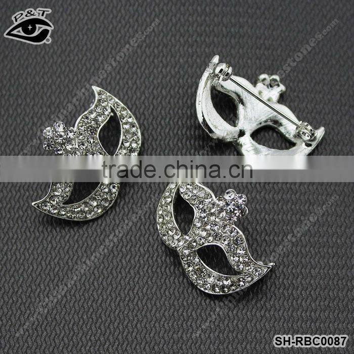 Shiny Rhinestone Foxmask desgin brooch For Garment Dress