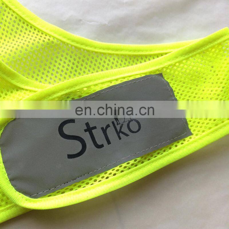 2017 wholesale night yellow mesh reflective running vest with pocket