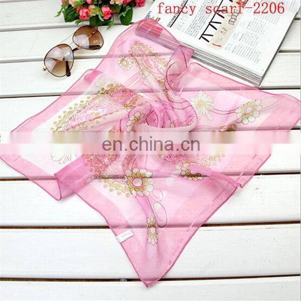 square Silk chiffon Scarf with screen printing