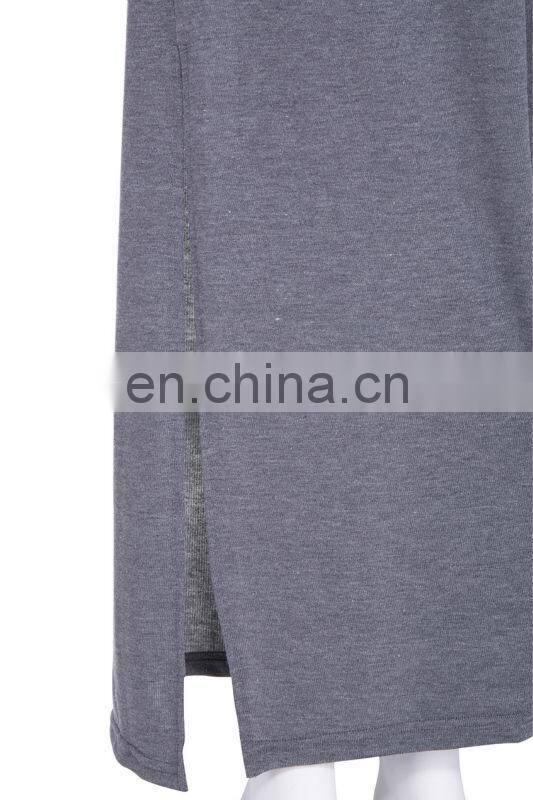 CHEFON Grey slim fit jersey maxi dress long sleeve