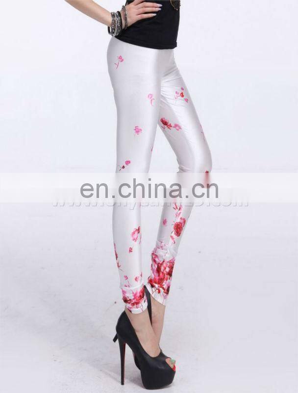 Elegant white polyester spandex leggings