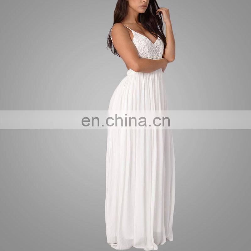 Fast delivery woman ladies sexy white casual halter long dress latest