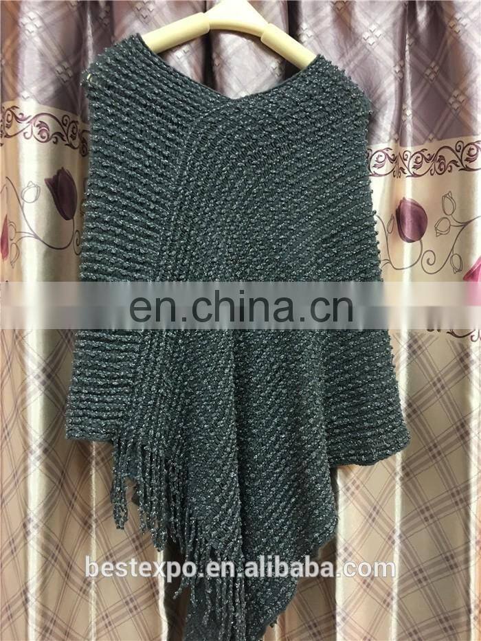 wholesale pullover knitted poncho wool sweater design for girl