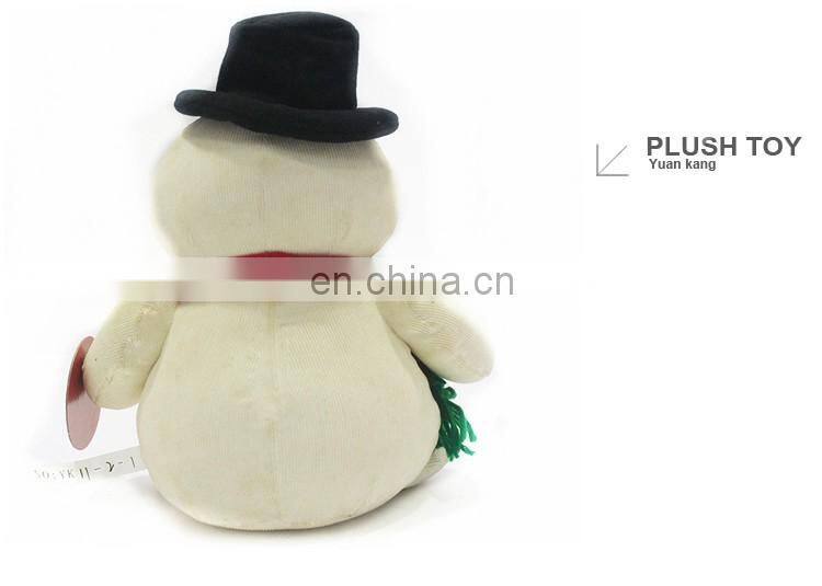 Christmas plush white snowman with red scarf and black hat