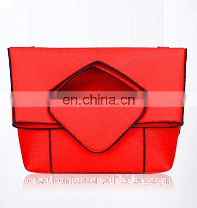 CR high quality control system custom design hollow clutch bag litchi pattern envelope bag white women's handbag manufacturers