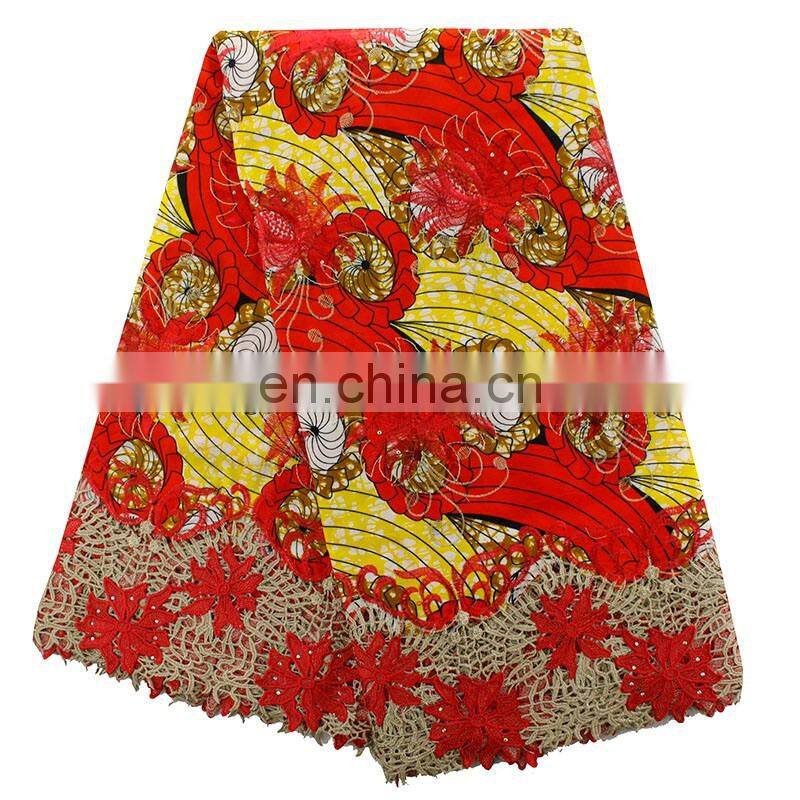 2016 most pupular wax with guipure fabric for women