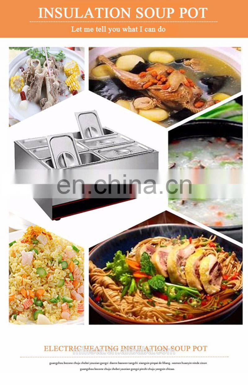 Kitchen equipment stainless steel table top electric hot food showcase bain marie warmer cover