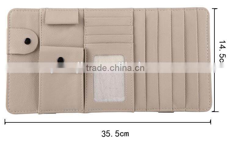 New Multi-function 7pcs Disks CD DVD Glasses Cards Sotre Case Holder Bag for Auto Vehicle Truck Sun Visor Organizer Beige