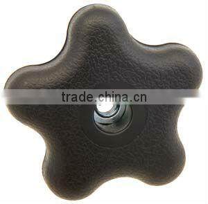 Five Lobed Thru Hole Black plastic knob HG-K-0021