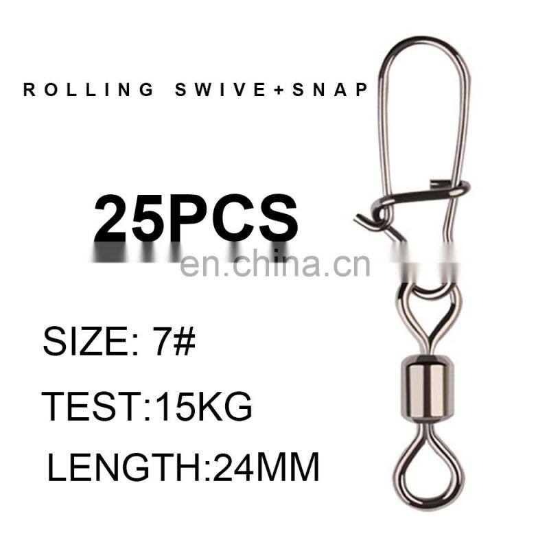 500PCS Stainless Steel Fishing Connector Pin Bearing Rolling Swivel Snap  fishing split ring other fishing products