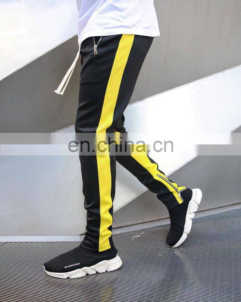 Summer drawstring trousers zipper double pocket long men's sports casual pants