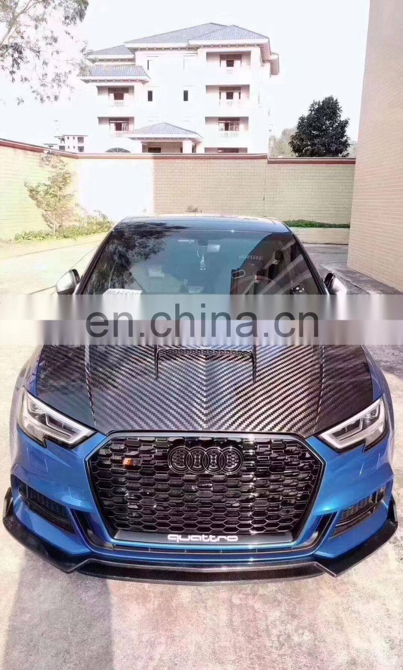 Runde Car Modification Top Ranking Quality Carbon Fiber Material Engine Bonnet Hood For New Audi A3 S3 RS3 Karbel Style Hood