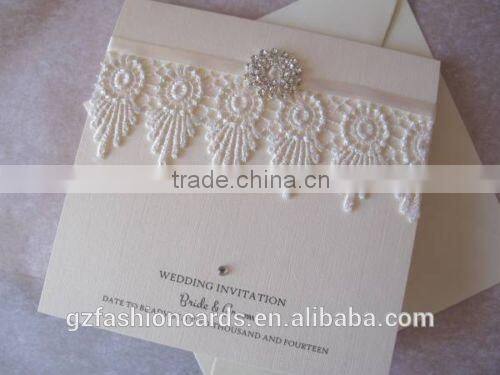 Custom Personal Lace Wedding Invitation with Buckle