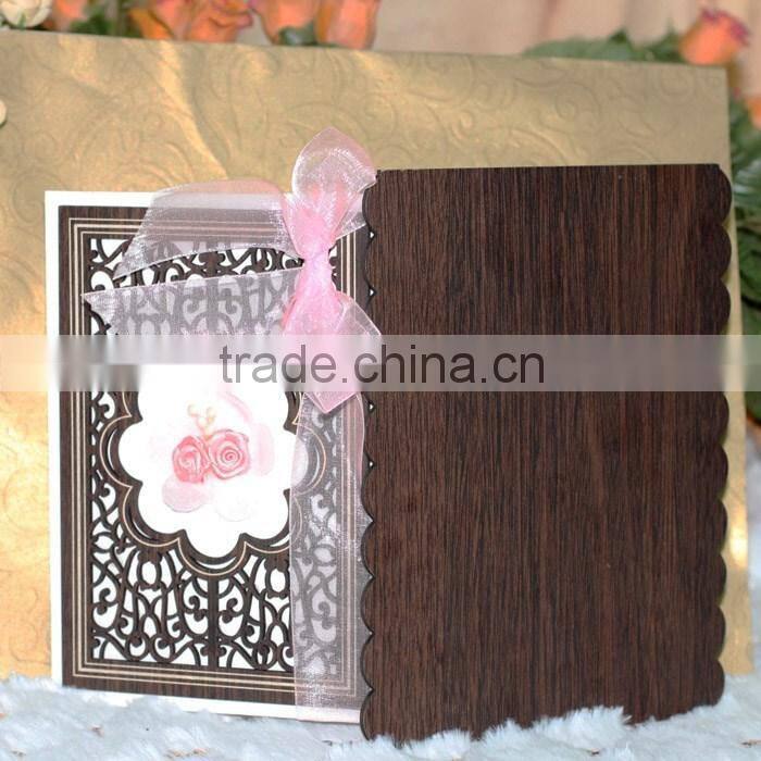 Ideal Laser Cutting Fancy Design Wooden Wedding Cards