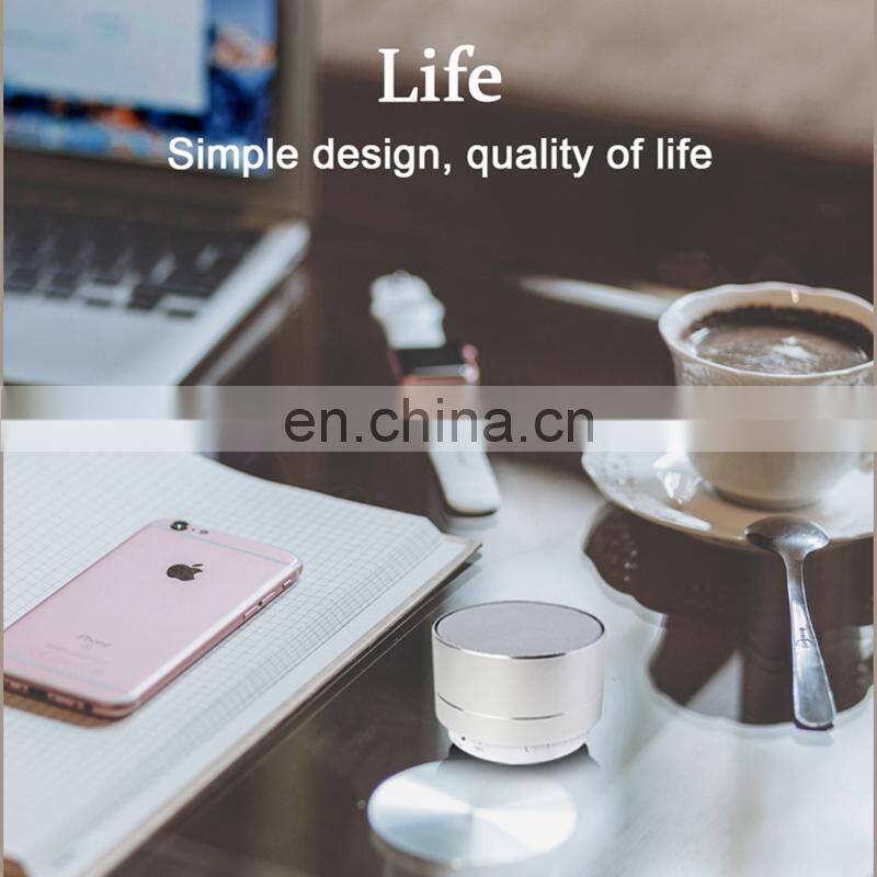 Factory wholesale A10 FM LED Portable Mini Metal blue tooth Wireless Speaker