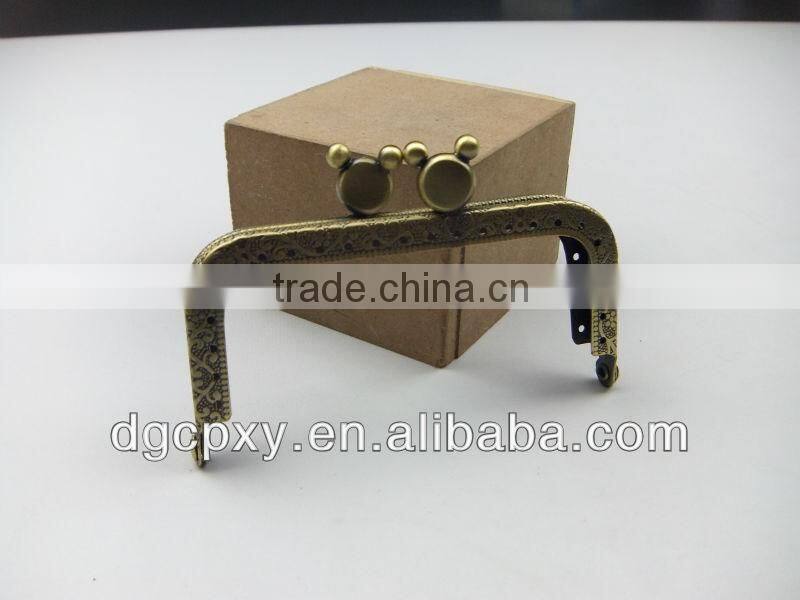 Square Bronze Color Metal Purse Frame Handle for generous and aristocratic purse