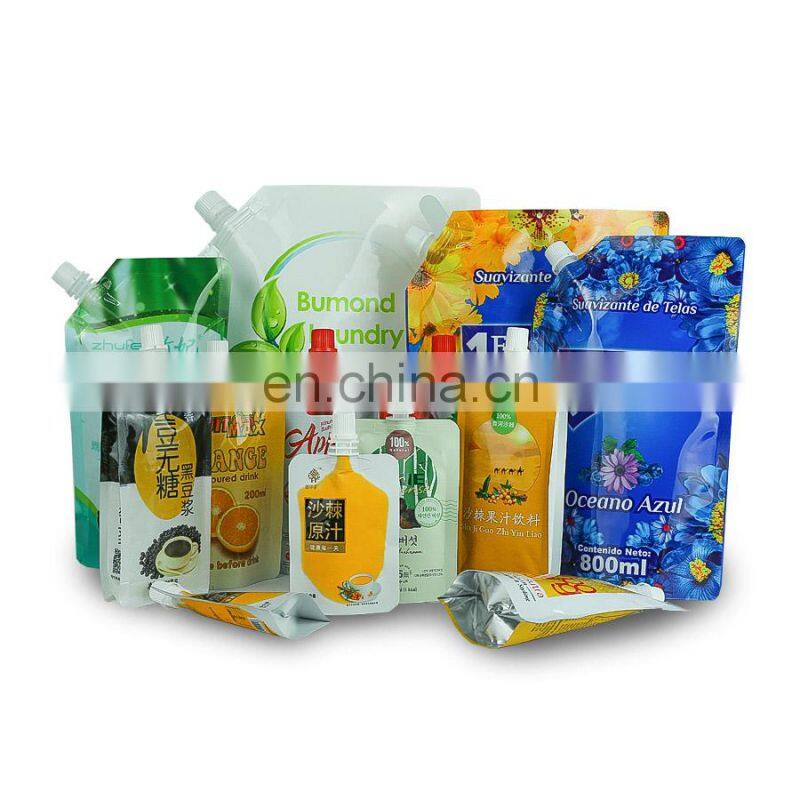 Customized printing Plastic Leakproof liquid bag Aluminum foil bag Laundry detergent spout pouch stand up bag with cap