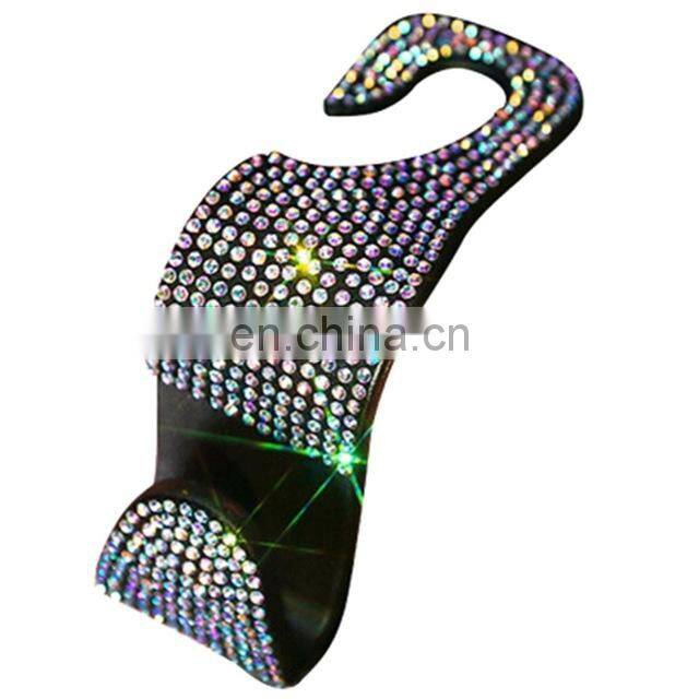 Car Seat Back Hook Diamond Bling Rhinestones Hanger Auto Back Universal Headrest Mount Storage Holder Car Interior Accessories