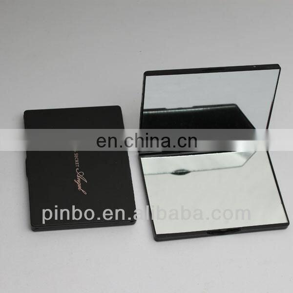 Double Sides Pocket Mirror Black Plastic Portable Makeup Mirror