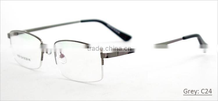 Fashion metal material half-rim 2014 latest design optical spectacle eyewear frames for men with spring hinge