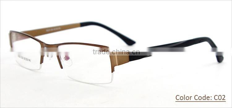 2014 new model half-rim metal china wholesale latest fashion in optical eyeglasses frame with eyeglasses hinge