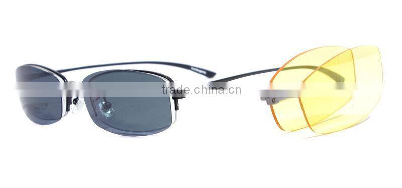 Metal Half Rim Best Selling Magnetic Clip On Polarized Most Popular Men Sunglasses Use Night Vision