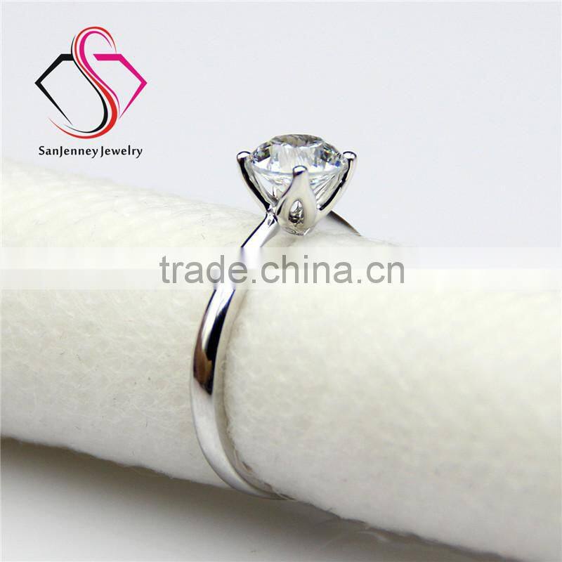 Round Brilliant Cut Moissanite Solitaire 4 Prong 1 Carat 6.5mm Center 14k White Yellow Gold Diamond Engagement Ring